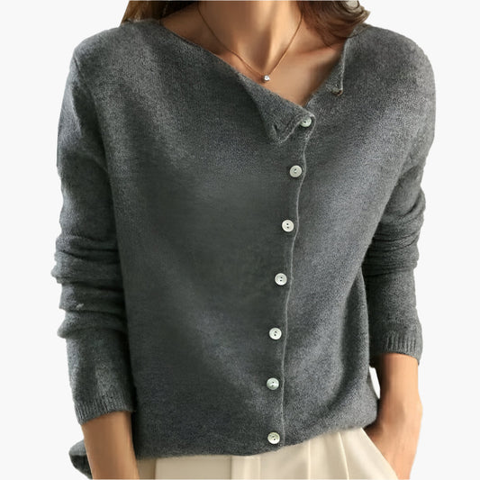 Damkofta med asymmetrisk knäppning – Elegant och bekväm cardigan för vardag och fest