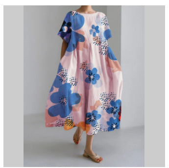 Damklänning med lös passform och färgstarkt blommönster – Modern vardagsstil