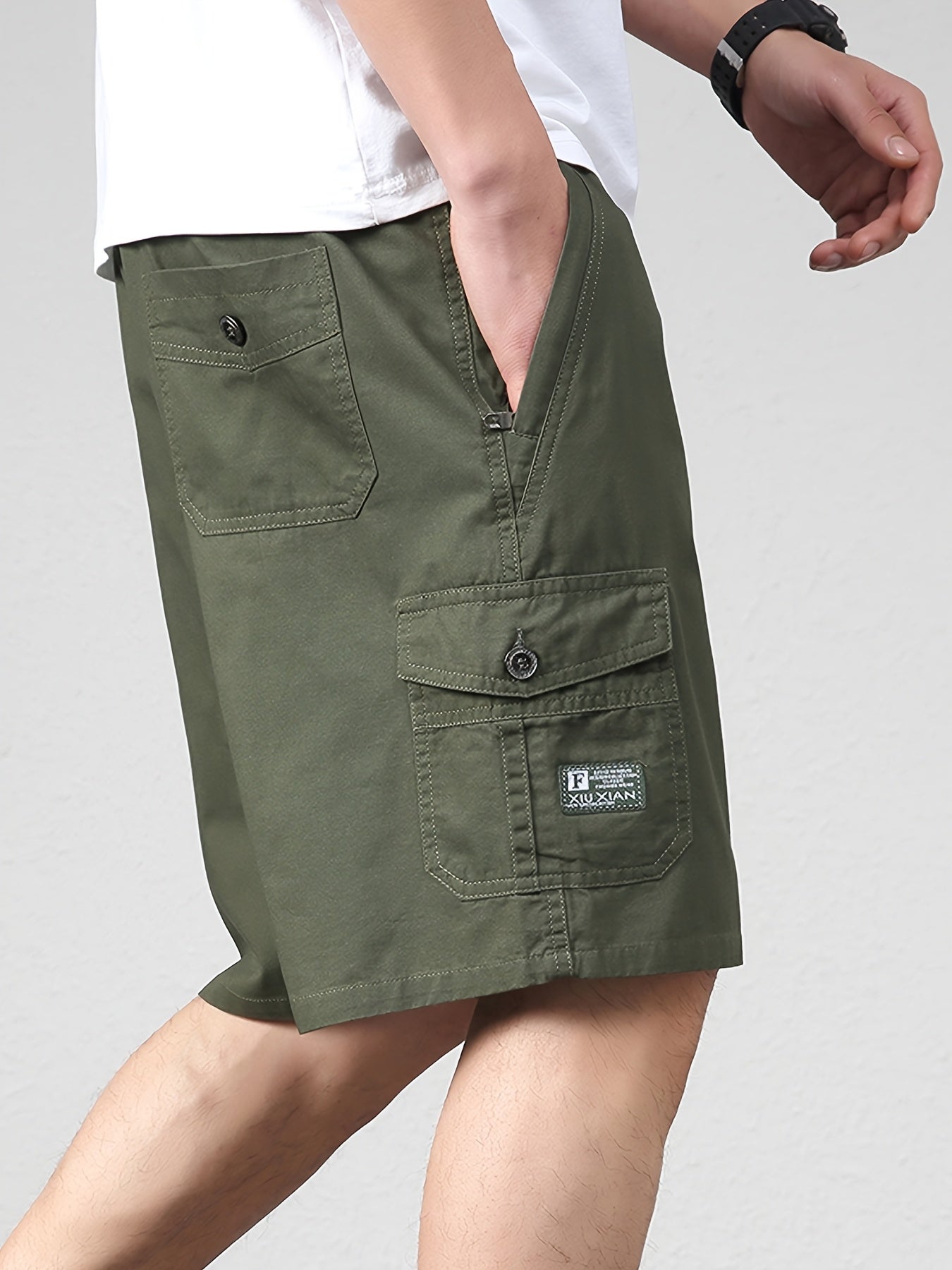 Herrarnas avslappnade cargoshorts med fickor för vardag och fritid