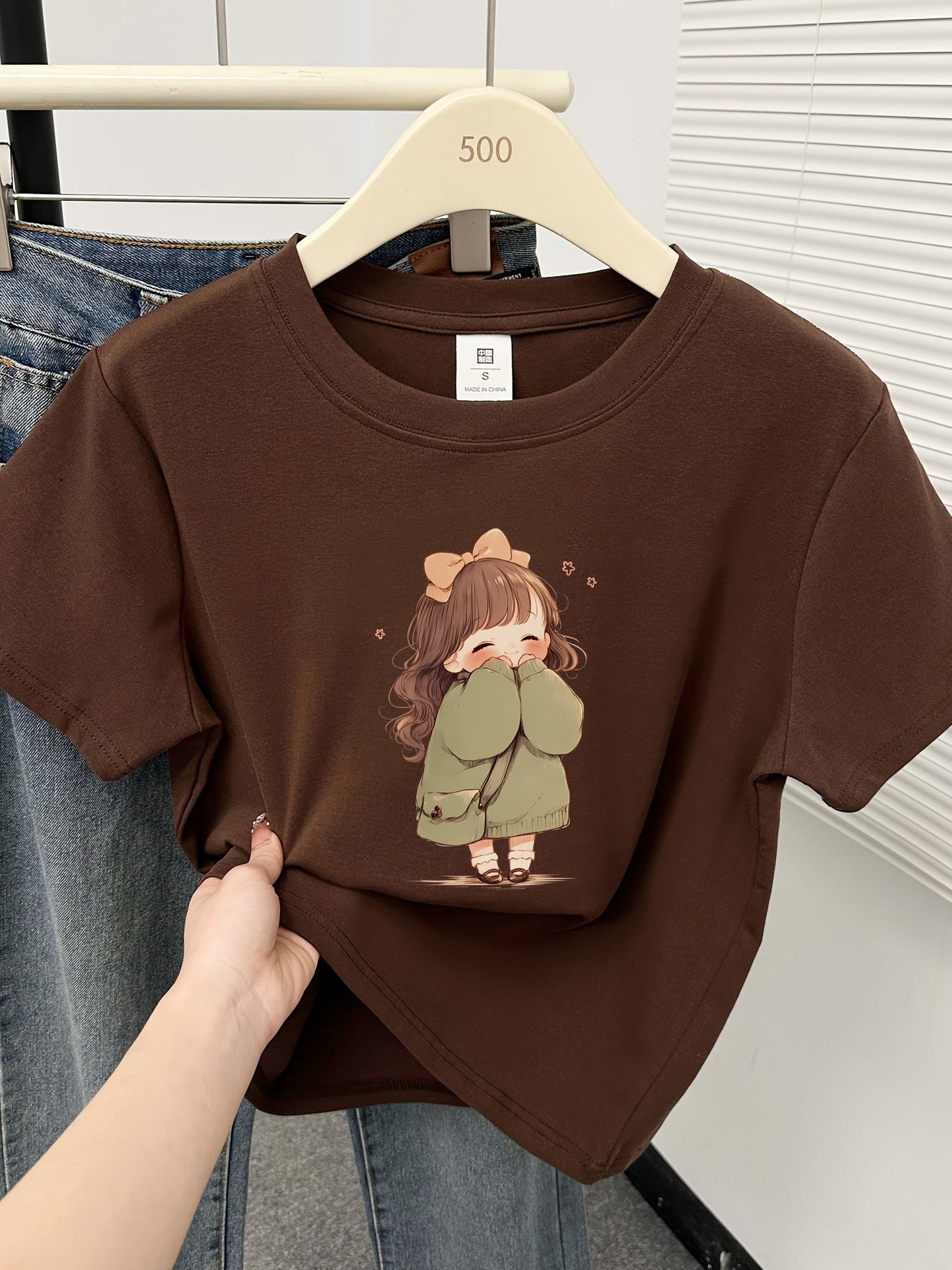 Dam Pyjamaset med T-shirt och Rutiga Byxor för Sommar, Söt Stil, Kort Ärms Pyjamas