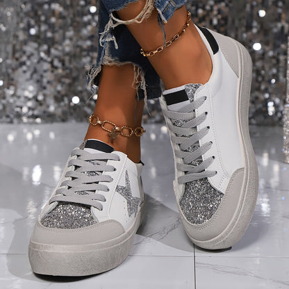 Dam Sneakers med Glittrig Stjärndesign – Trendiga Vardagsskor för Mode och Komfort