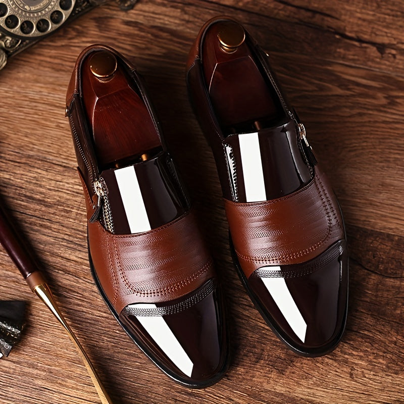 Herr Elegant Affärssko Slip-On med Dragkedja – Klassisk Formell Skostil