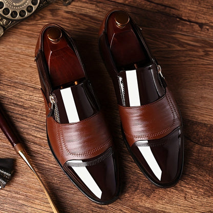 Herr Elegant Affärssko Slip-On med Dragkedja – Klassisk Formell Skostil