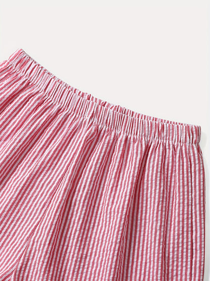 Damshorts med hög midja, randigt mönster, elegant sommarstil