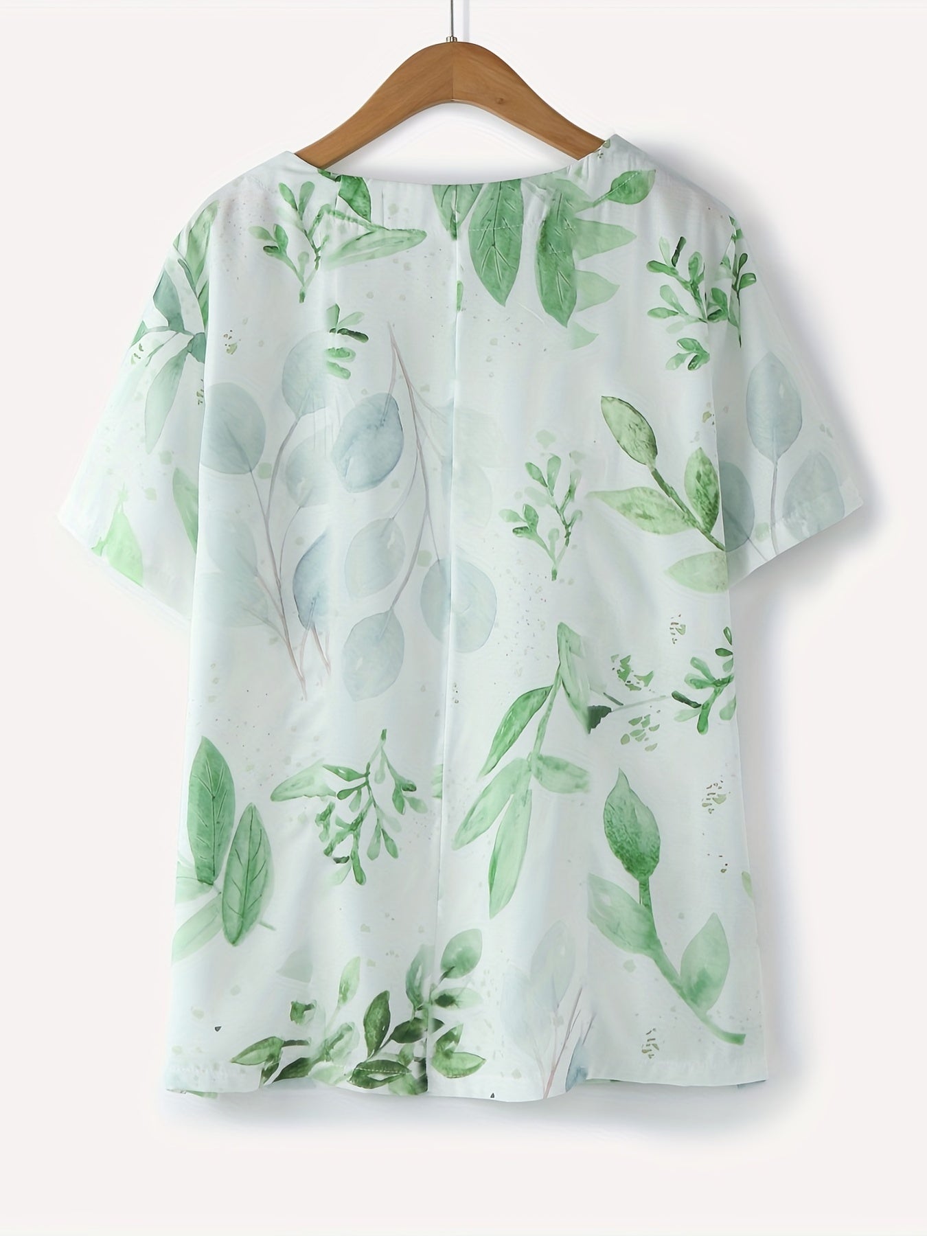Dam Blus Vintage Blommig Kortärmad Sommartopp med Knappar