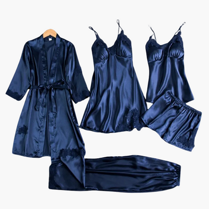 Damernas femdelade lyxiga nattklädesset – elegant pyjamas och nattlinne med kimono