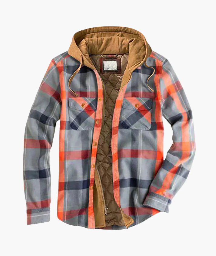 Herrjacka Flanellrutig Hoodie Vår & Höst Urban Stil