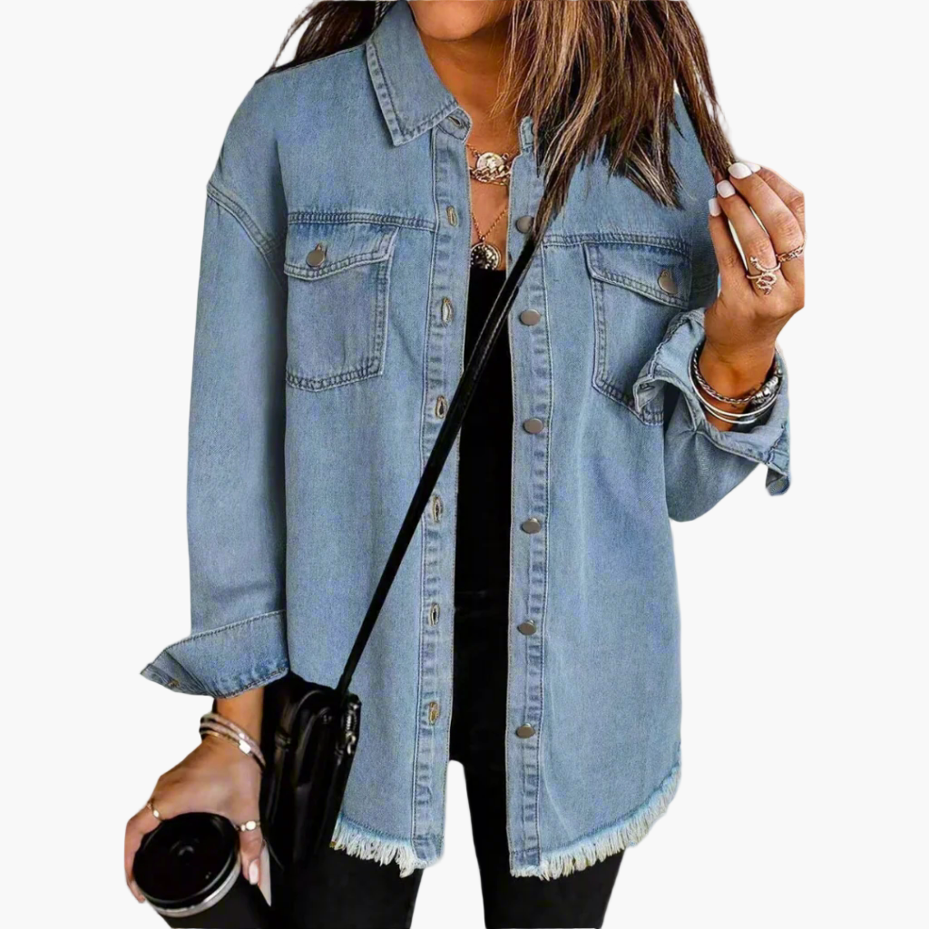 Dam Jeansjacka Oversized Casual Stil – Perfekt för Lager-på-lager och Vardag