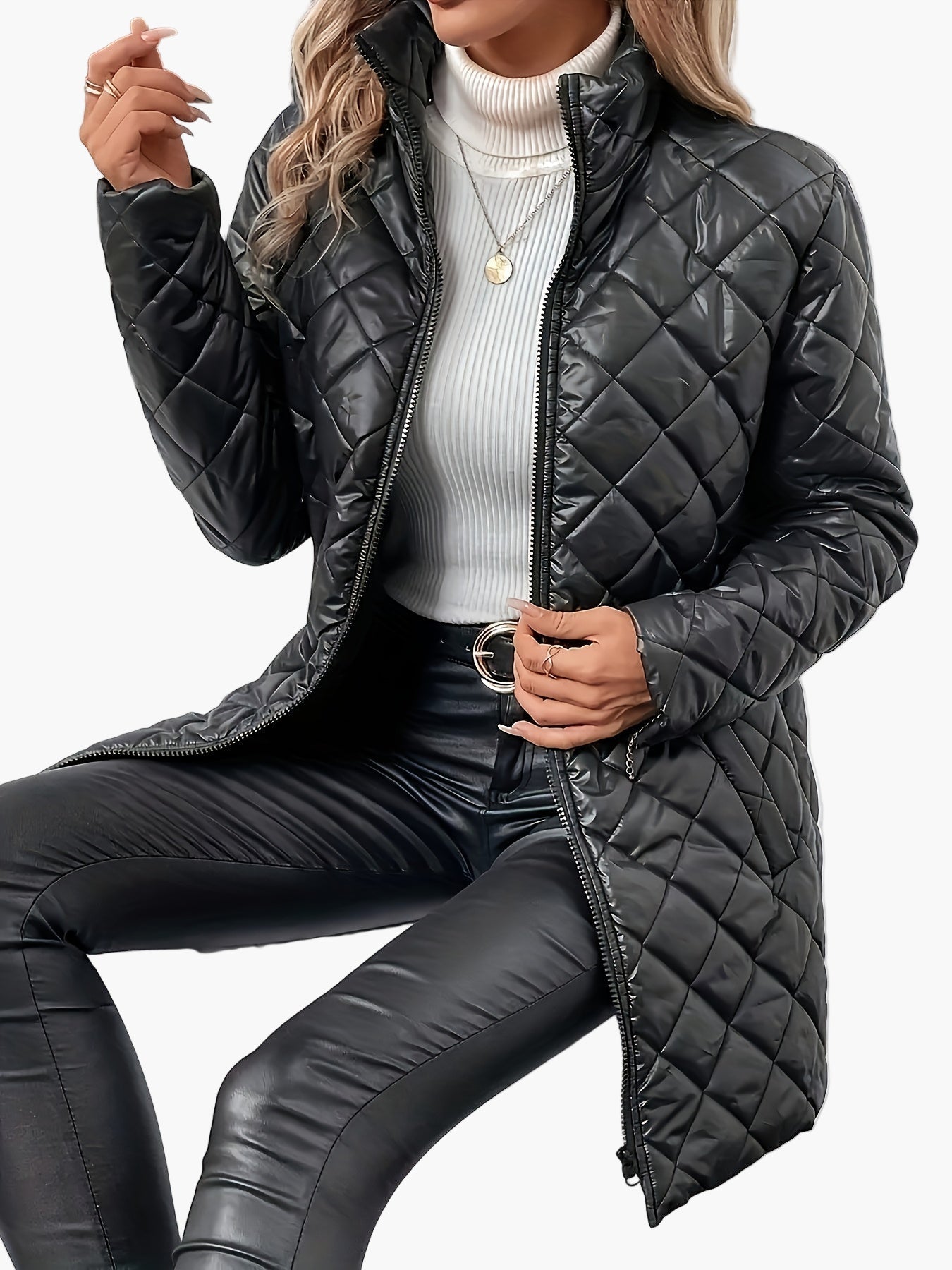 Dam quiltad vardagsjacka med elegant design – perfekt för höst och vinter