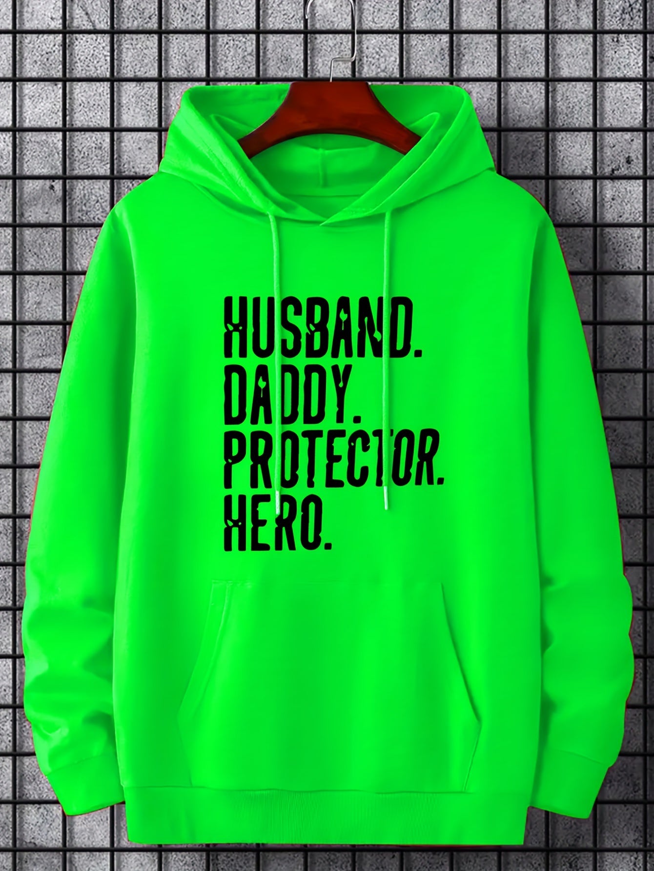 Herr Hoodie med Text – Husband Daddy Protector Hero – Casual Stil för Fars Dag och Familjeaktiviteter