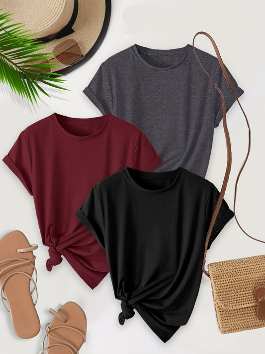 Dam T-shirt 3-pack – Klassisk Tidlös Stil för Vardagsbruk och Fritid