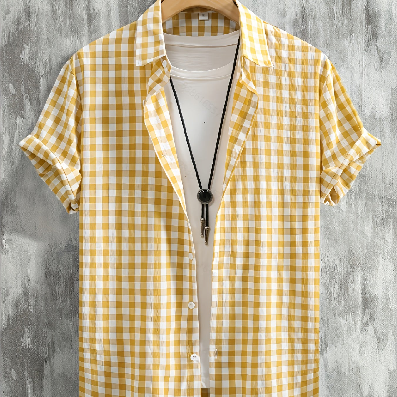Herr Skjorta Kortärmad Rutig Button-Down för Avslappnad och Modern Stil