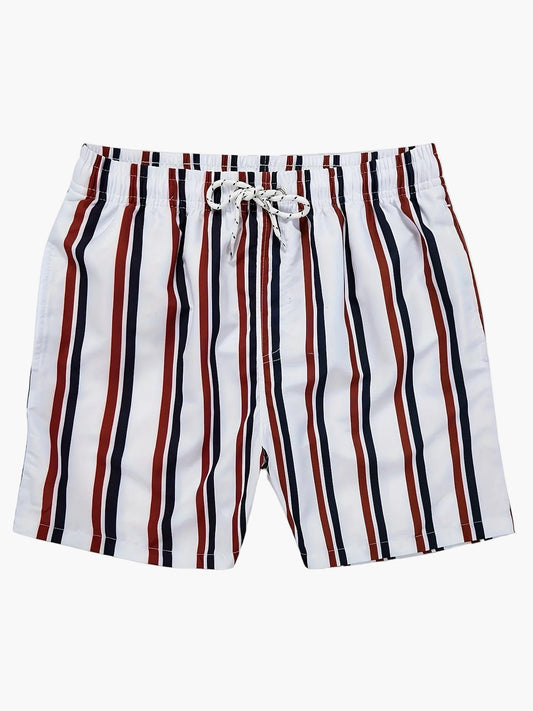 Herr Badshorts Randiga Lössittande – Perfekta för Strand och Pool, Fritidsstil