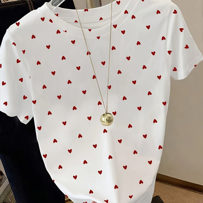 Dam T-shirt med Prickigt Elegant Mönster – Vardagsstil och Bekvämlighet