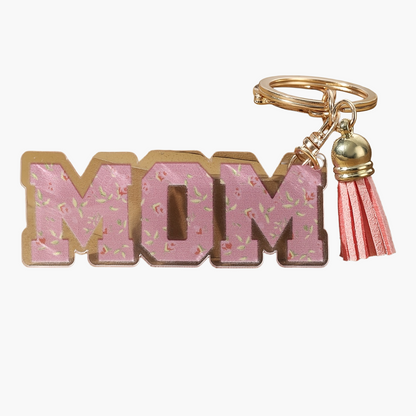 Nyckelring för kvinnor – Blommig MAMMA med hjärta och tofs – Perfekt present till mamma, modeaccessoar