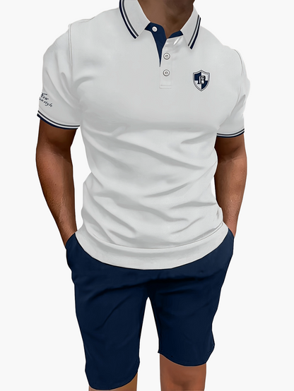 Herr Piké-Set med Shorts – Sportig och Elegant Sommarstil för Män
