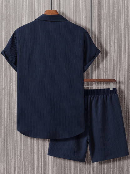 Herr Sommarset Kortärmad Skjorta och Shorts Avslappnad Stil Perfekt För Vardagsbruk