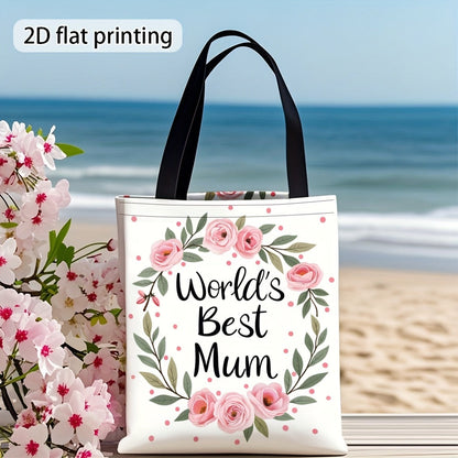 Damernas blommiga presentpåse – World's Best Mum – modern handväska för vardagsbruk och gåva till mamma