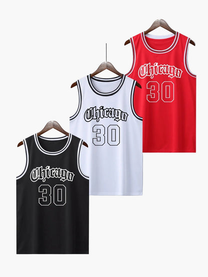 Herr Vintage Basketlinne Chicago 30 – Sportig Retro Tanktop för Träning och Fritid