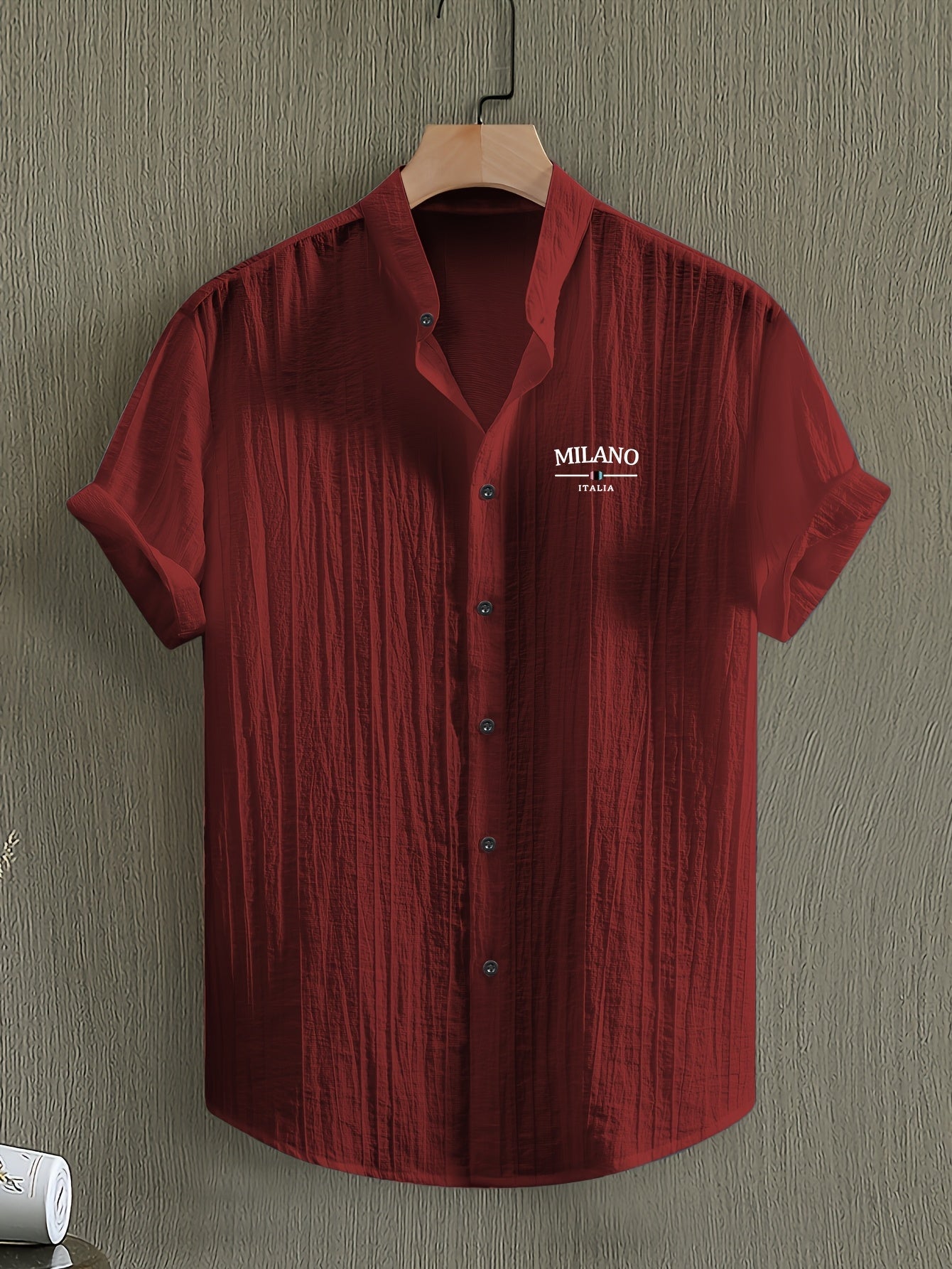 Herr Skjorta Milano Casual Med Ståkrage – Kortärmad, Elegant Sommarstil