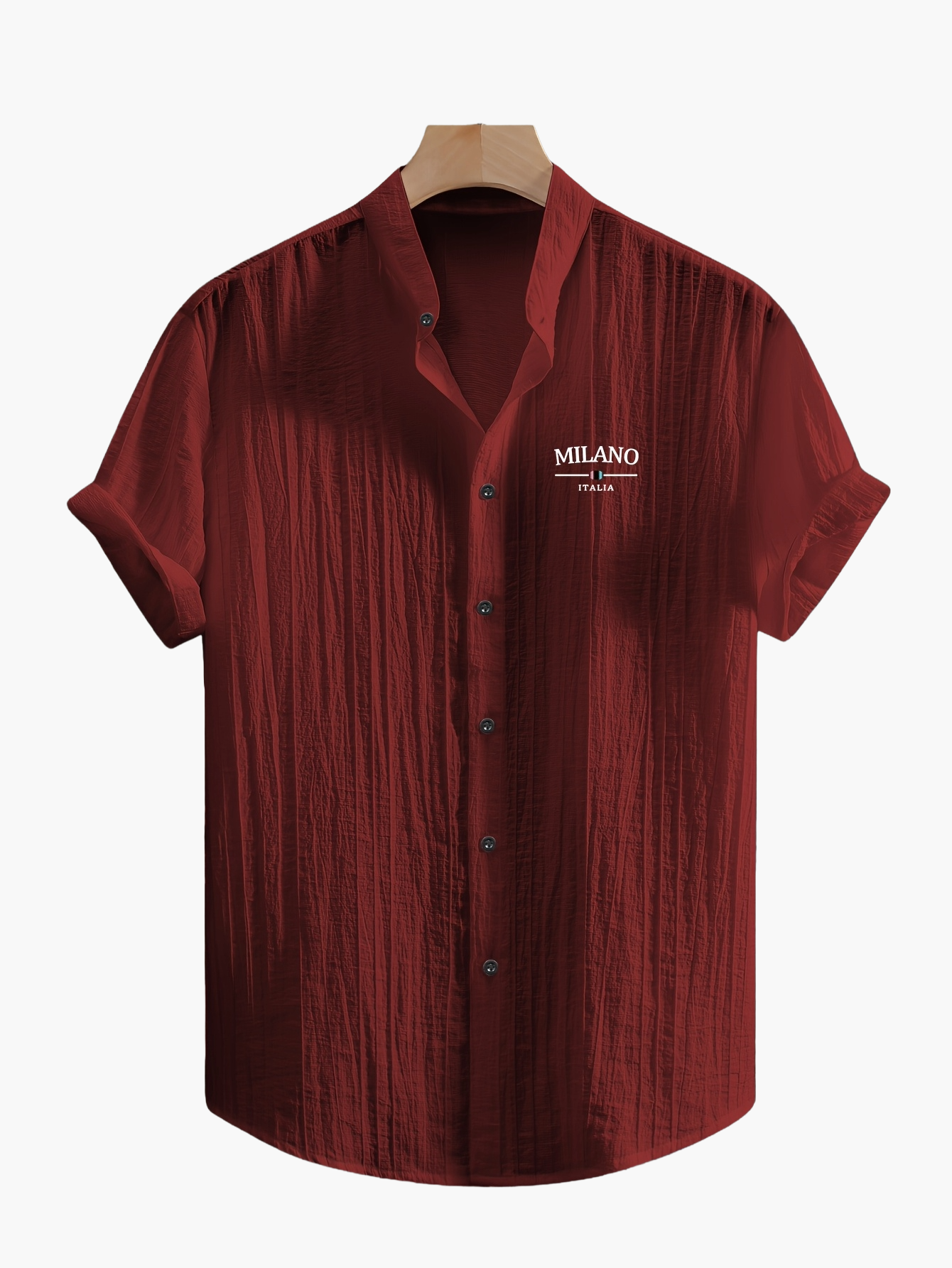 Herr Skjorta Milano Casual Med Ståkrage – Kortärmad, Elegant Sommarstil