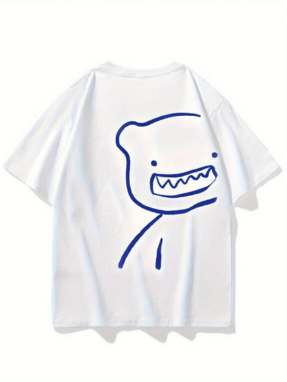 Herr T-shirt med konstnärligt björnmotiv och modern streetwear-stil