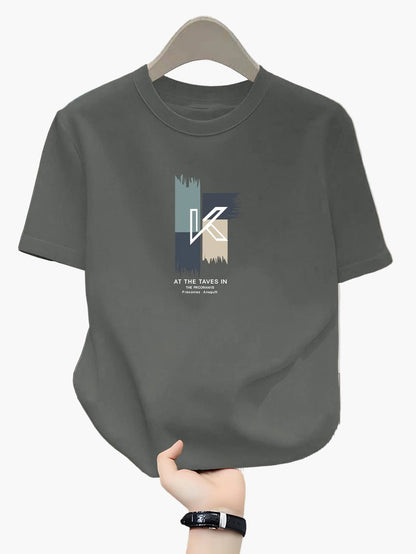 Herr T-shirt med tryck och modern bokstavsdesign – Perfekt för vardag och avslappnad stil