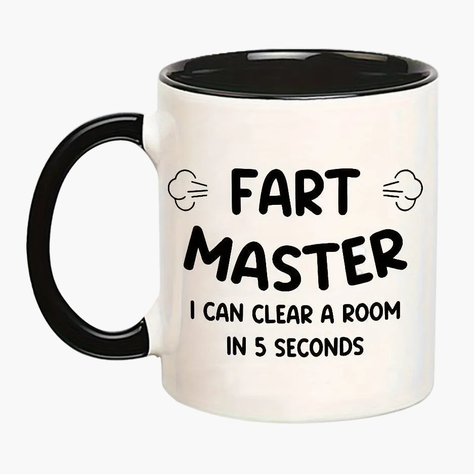 Herrmugg med skämttext – Fart Master – Rolig present till män, kaffemugg med humor för pappa eller pojkvän