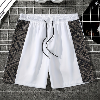 Herrshorts med grafiskt mönster och avslappnad streetwear-stil för vardagsbruk