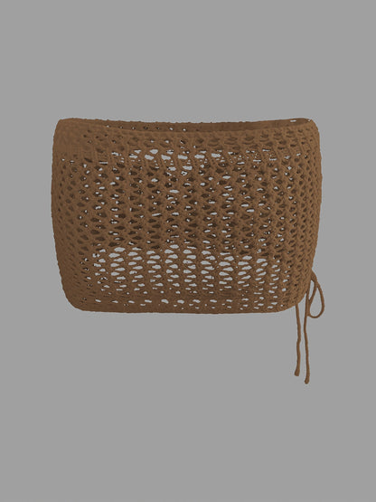 Dam Mini Strandkjol Boho Stil Öppenstickad - Perfekt för Semester och Festival