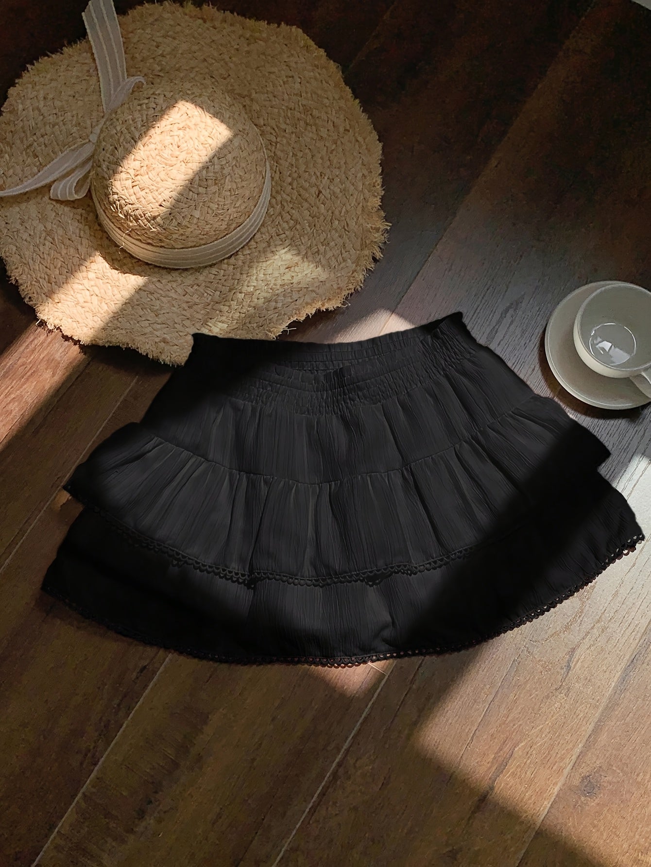Dam Kjol Mini Volang Romantisk Sommar Fest