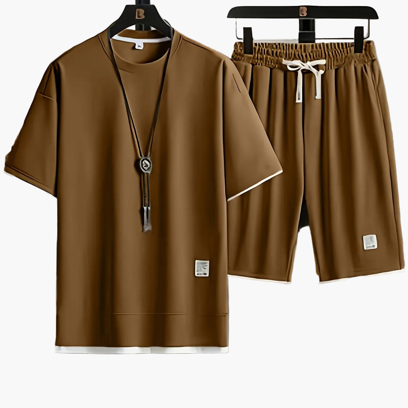 Herrset Lounge – T-shirt och Shorts, Modern Avslappnad Stil