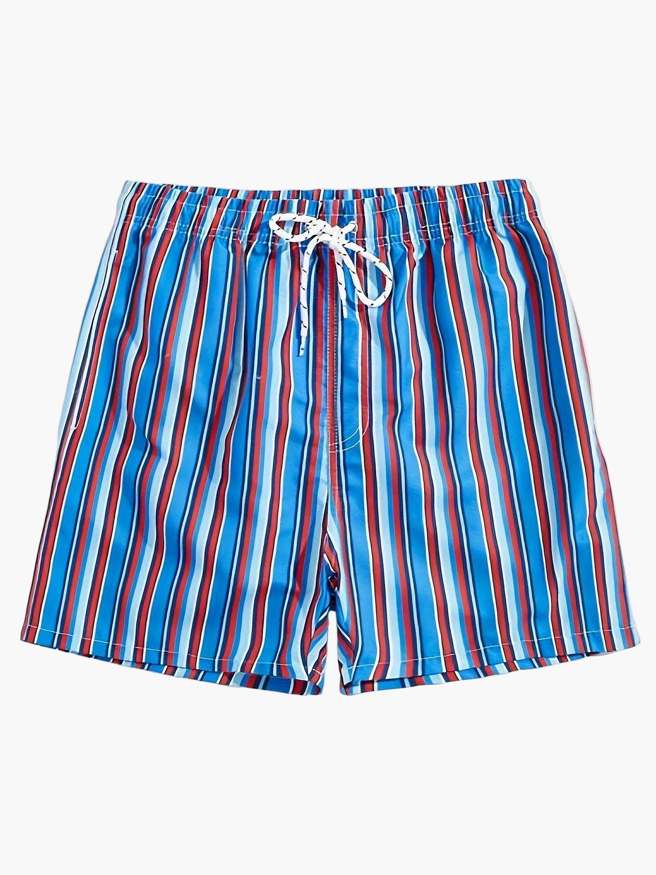 Herr Badshorts Randiga Lössittande – Perfekta för Strand och Pool, Fritidsstil