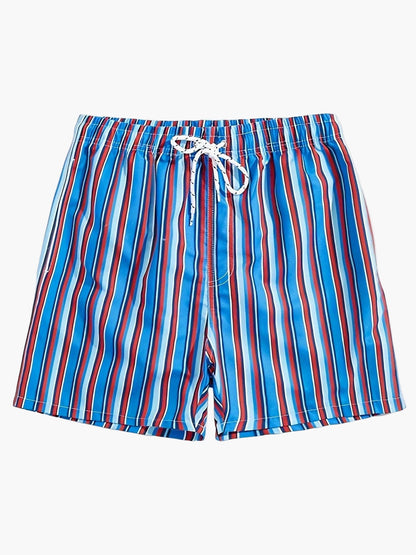 Herr Badshorts Randiga Lössittande – Perfekta för Strand och Pool, Fritidsstil