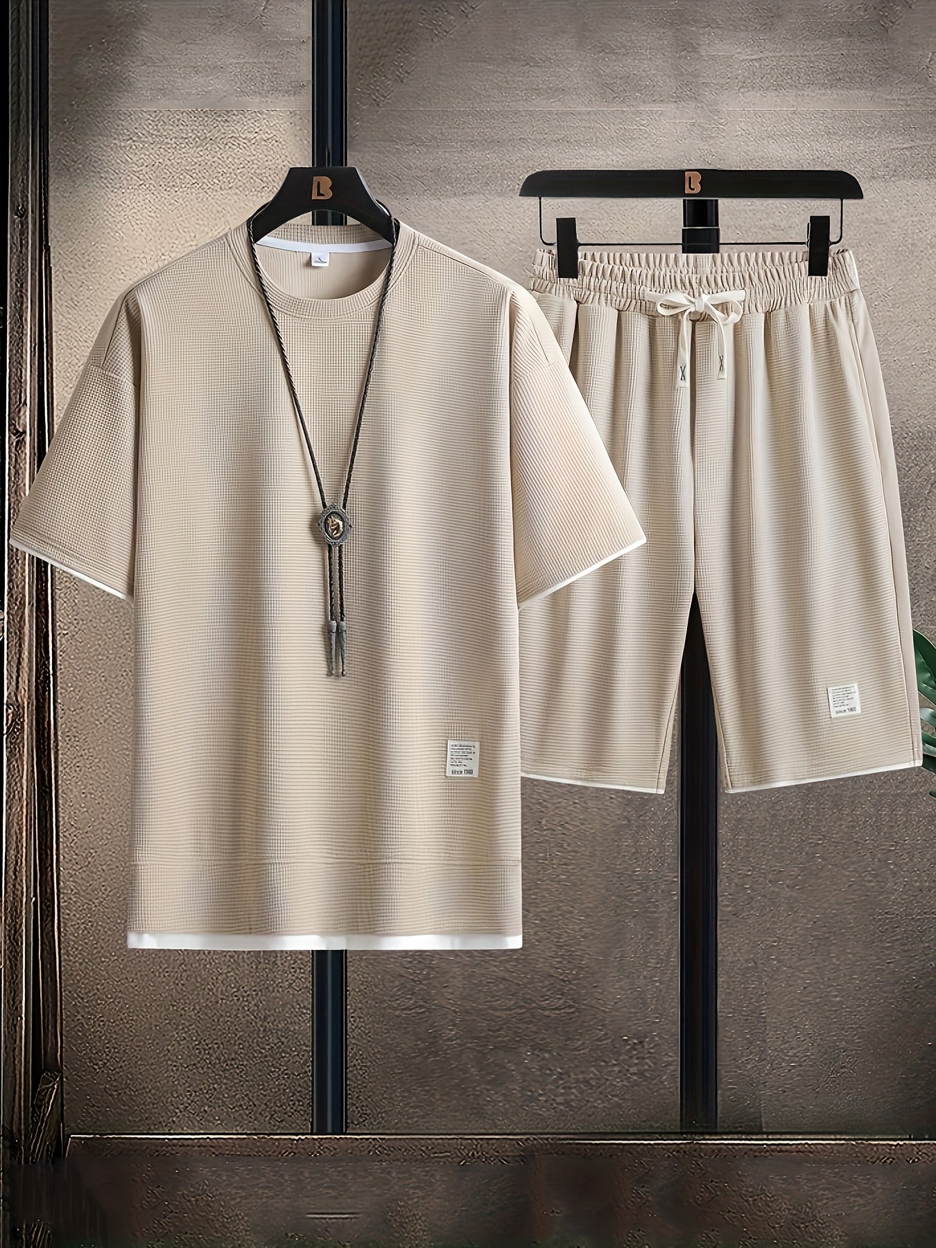 Herrset Lounge – T-shirt och Shorts, Modern Avslappnad Stil