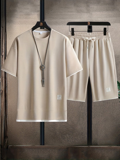 Herrset Lounge – T-shirt och Shorts, Modern Avslappnad Stil