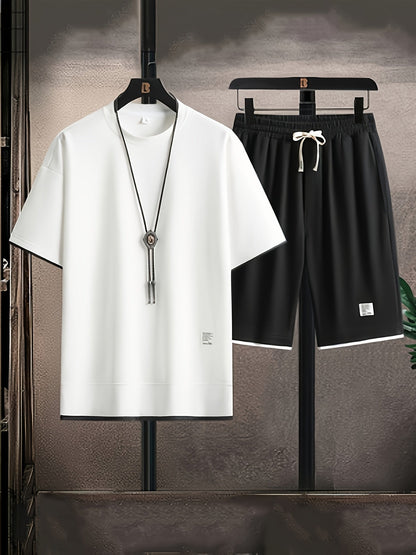 Herrset Lounge – T-shirt och Shorts, Modern Avslappnad Stil