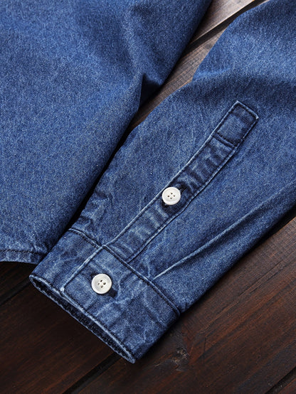 Herrskjorta Jeansstil – Klassisk Ledig Skjorta för Vardagsbruk och Helger