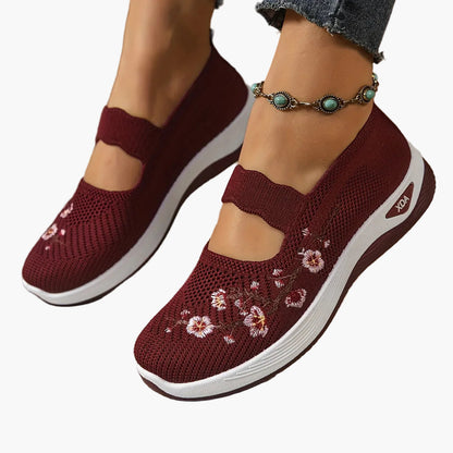 Dam Sneakers Mary Jane med Broderi och Lätt Komfort För Vardagsbruk