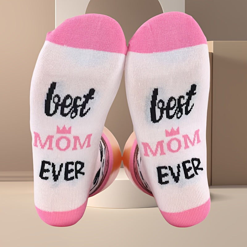 Damstrumpor med roligt budskap – Best Mom Ever presentstrumpor för kvinnor