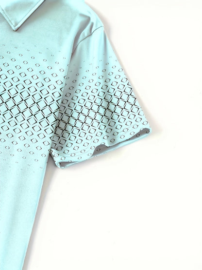 Herr Pikétröja med Modern Geometrisk Design – Casual Stil för Sommar