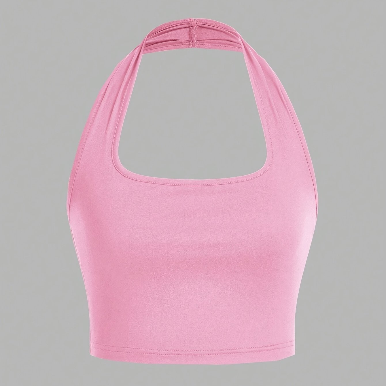 Dam Halterneck Crop Top med Öppen Rygg - Trendig Sommartopp för Vardag och Fest