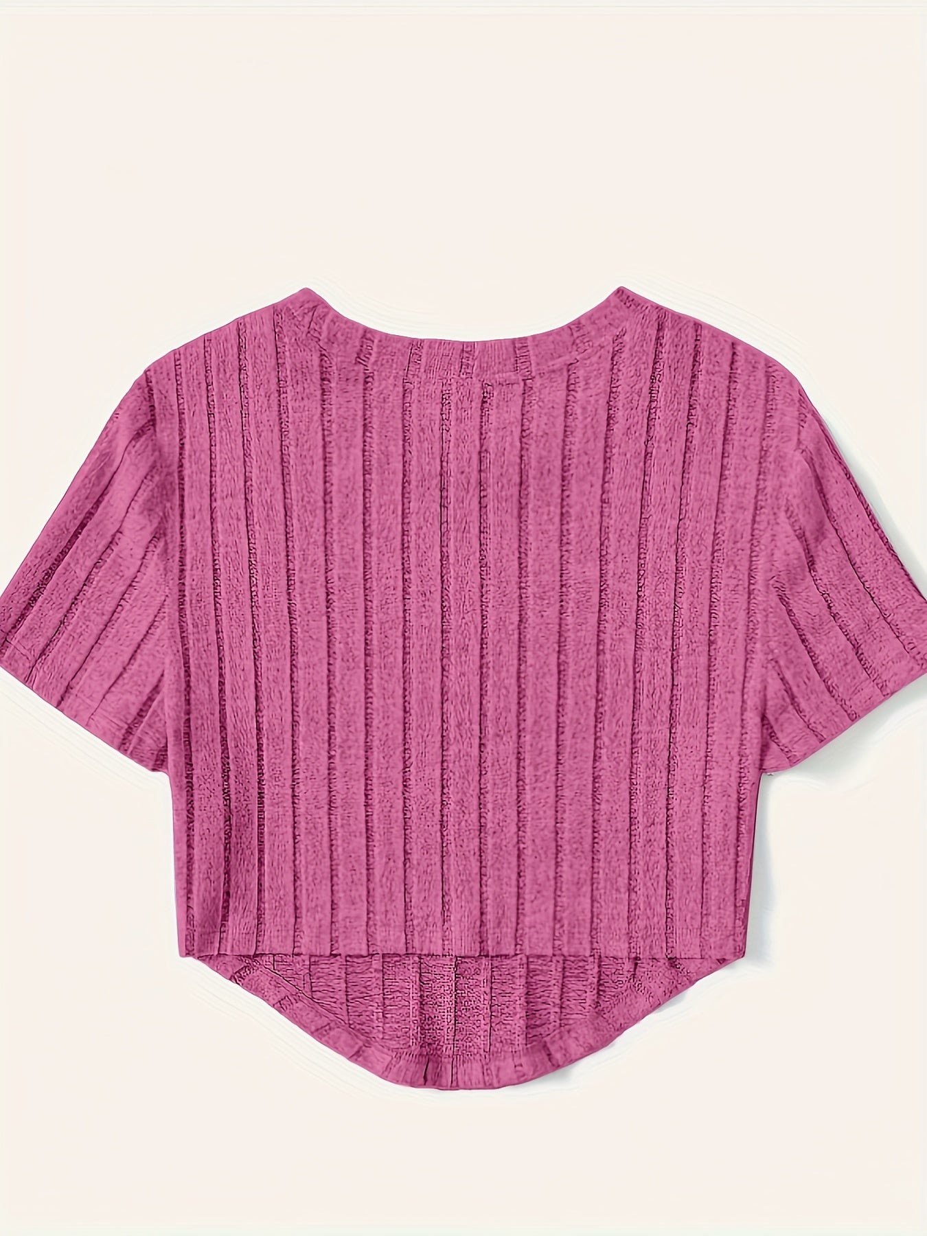 Dam Topp Kortärmad Ribbad Crop Top Casual Sommar