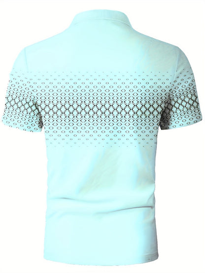 Herr Pikétröja med Modern Geometrisk Design – Casual Stil för Sommar