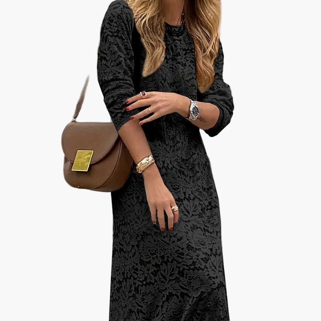 Damklänning Elegant Långärmad Bodycon Mönstrad Fest & Vardag