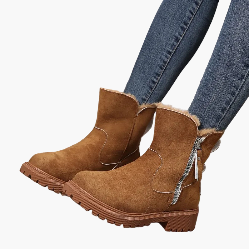 Dam vinterboots med foder och dragkedja – Trendiga och varma vardagskängor