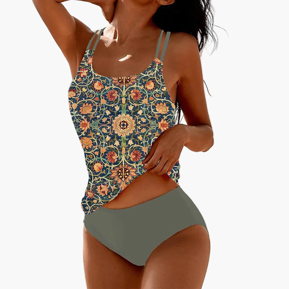 Dam Tankini Bikini Set – Bohemisk Stil för Strand och Pool