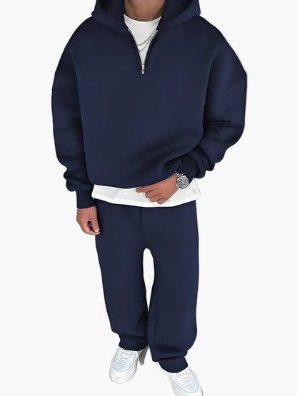 Herr Joggingdräkt med Huva – Avslappnad Streetwear Set för Höst och Vinter