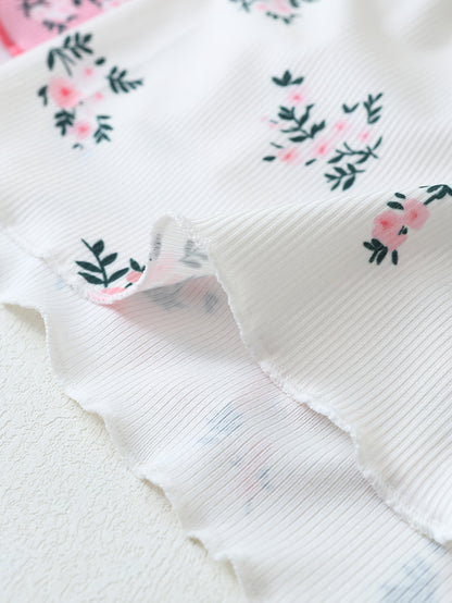 Damernas blommiga pyjamasset med shorts och topp – Somrig och söt nattkläder