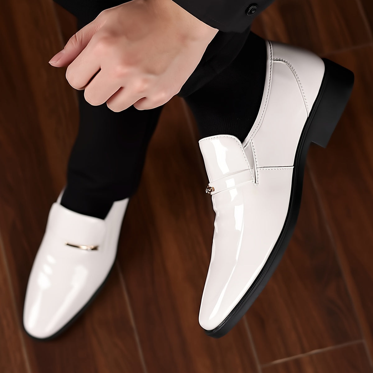 Herr Slip-On Lackskor – Elegant Loafer för Fest och Kontor